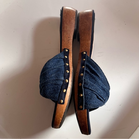 Jimmy Choo Denim Bow Wooden Y2K Slides - Picture 5 of 6